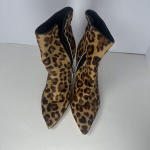 Marc Fisher LTD Boots Women's Ulanily Leopard Leather Calf Hair Booties SZ 8M